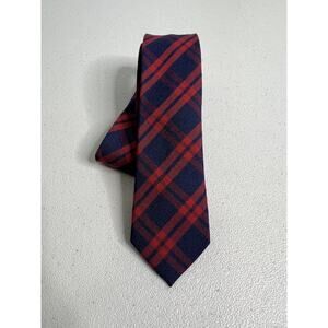 BDG Red, Blue Plaid Skinny Tie Silk and Wool Blend Tie NWOT
